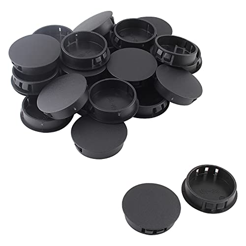 Image of 25Pcs Black 1 1 /2 Inch (38mm) Hole Plug Cover | Plastic, Round End Cap, Flush Type Tube Insert, For Chair Furniture Glide Protectors