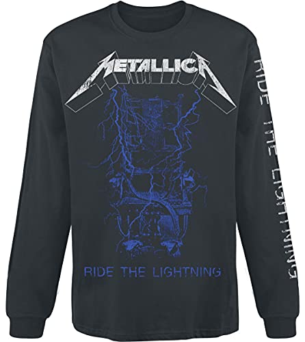 Générique Metallica Fade Homme T-Shirt Manches Longues Noir Regular/Coupe Standard - Les Beatles, Paul McCartney, John Lennon, RIngo Starr, George Harrison Générique Metallica Fade Homme T-Shirt Manches Longues Noir Regular/Coupe Standard