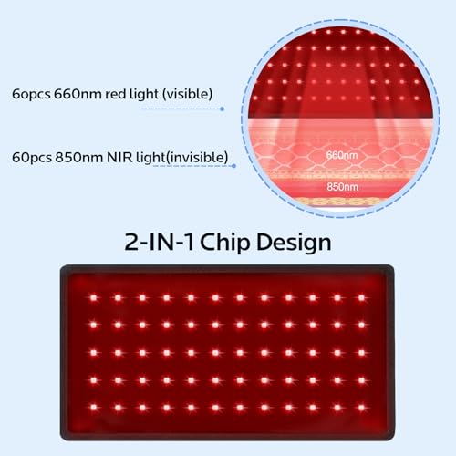 Red Light Therapy for Dogs,Wearable Infrared Light Therapy Belt for Pets Wounds Repair,Joint & Back Pain Relief,12.8 × 6.8 in 660/850 nm 80-LED Pad - Image 3