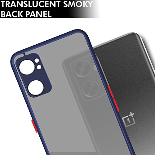 Image of TheGiftKart Smoked Translucent Protective Hard Back Case Cover for OnePlus Nord CE 2 5G (TPU & PC | Blue Bumper)