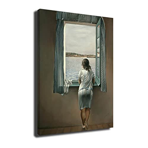 INGENIA HOME Cuadro lienzo canvas Muchacha en la Ventana de Salvador Dali 1925 surrealismo - Alta resolución – Varias medidas (42_x_60_cm)
