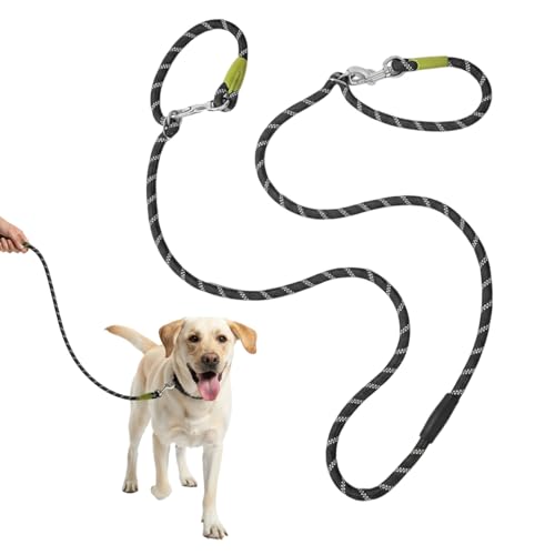 Guinzaglio regolabile per cani di taglia media e grande (15-60 kg), doppio guinzaglio con resistenza allo strappo di 200 kg, robusto nylon con 2 moschettoni per allenamento e beccuccio