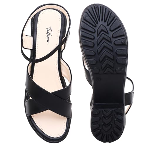 Image of Todhwear Womens Platform Sandals | Chunky Mid Heel Slip-On Sandals | Open Toe Comfortable Dress Shoes for Casual |