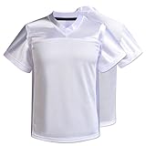 Men's Blank Football Jersey, Adult Mesh Athletic Practice Football Shirts, Blank Football Jerseys for Adults S-2XL (US, Alpha, Medium, Regular, Regular, White)