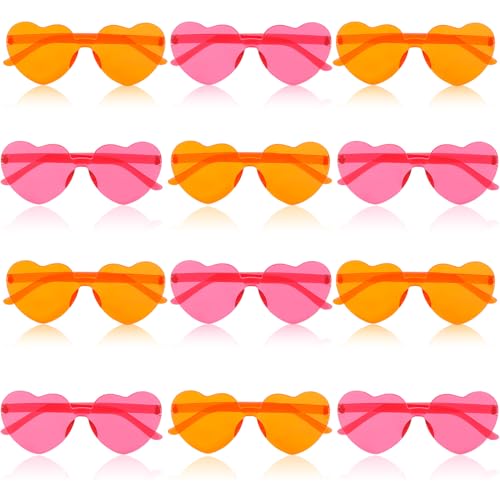 12 Pcs Pink Orange Party Sunglasses Bulk Bachelorette Sunglasses Plastic Orange Pink Summer Decorations for Women