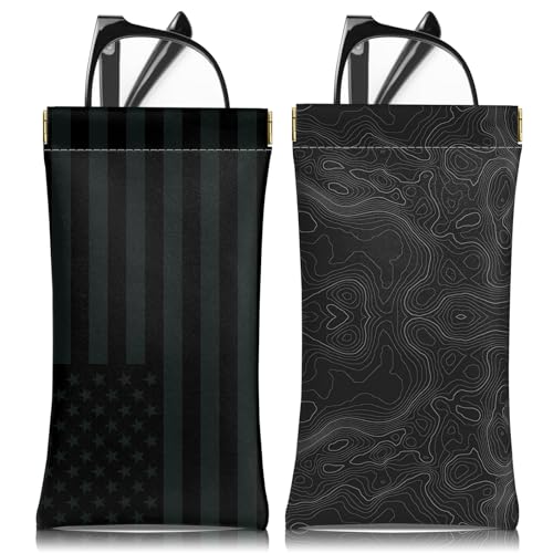 Image of 2 PCS Glasses Eyeglass Sunglasses Case Pouch Soft PU Leather Cute Aesthetic with Cleaning Cloth for Boys Men Man
