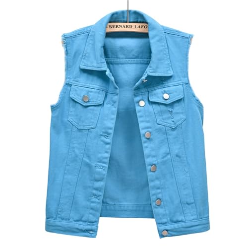 Jean Vest Top for Women 2025 Trendy Plus Size Sleeveless Denim Jacket Comfy Fit Frayed Sleeveless Jacket2