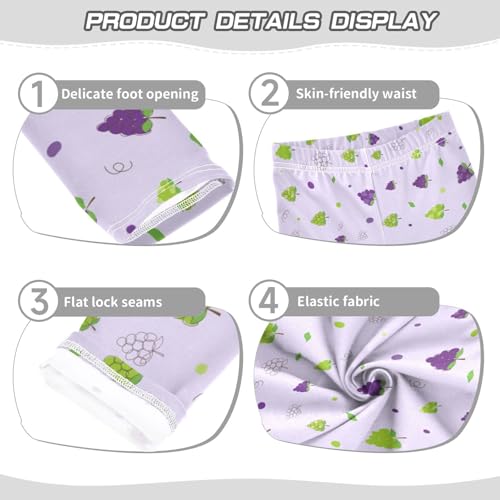 Doodle Pattern of Grape Girls Leggings,Workout Leggings for Girls Toddler Athletic Leggings Size for 3-10T3