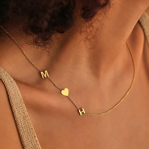 Dainty Sideways Initial Necklace For Women Personalized 18K Gold Plated Letter Necklace Custom Name Necklace Customized Jewelry Birthday Gifts for Girls4