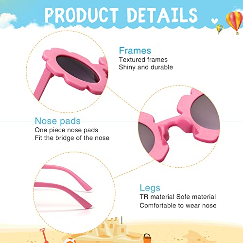 24 Pairs Kids Round Flower Sunglasses Bulk Flower Shaped Baby Cute Sunglasses Colorful Toddler Glasses Beach Eyewear3