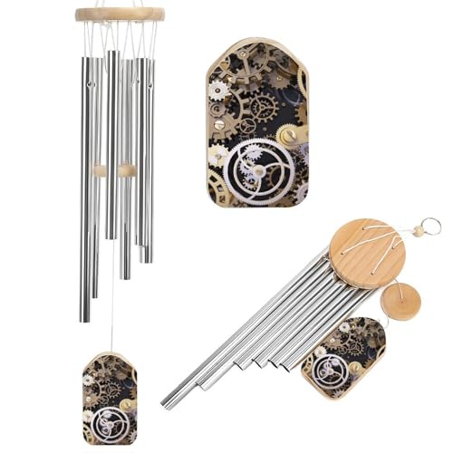 Outdoor Wind Chimes, Steampunk Mechanical Gears Printed Wind Chimes,Simple Wind Chimes,Curtain Wind Chimes for Home Decoration