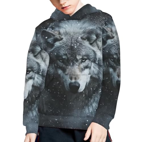 Pinupub Boys Girls Pullover Hooded Sweatshirt Cool Animal Print Kids Long Sleeve Casual Hoodies Tops4