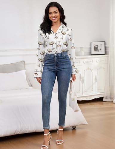 Image of SHESHOW Satin Pajamas for Women Set Long Sleeve Button Down Sleepwear 2 Piece Nightwear Women Pjs Sets Size XS-XXL