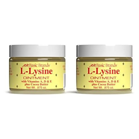 Basic Brands - L-Lysine Ointment - 0.875 oz - Lysine Cold Sore Treatment and Blister Relief - Soothes Chapped Lips and Dry Skin – 2-Pack Cover
