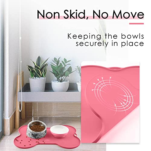 Super-Design-Dog-Food-Mat-Dog-Bowl-Mat-for-Food-and-Water-Silicone-Non-Spill-Cat-Feeding-Mat-Puppy-Placemat-Waterproof-205-x-145-Pink Super Design Dog Food Mat Dog Bowl Mat for Food and Water Silicone Non Spill Cat Feeding Mat Puppy Placemat Waterproof 205 x 145 Pink