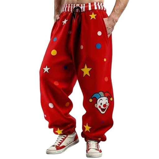 Cexiakong Pantalones de chándal para hombre con estampado de payaso, pantalones de sudadera, cintura elástica, pantalones hippie Y2K, pantalones hippie con cordón y bolsillo, pantalones cómodos para | Ya disponible en tu tienda friki favorita! En mundofriki.es!