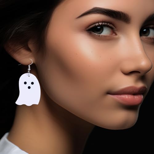 Halloween Earrings for Women - Ghost Earrings - Faux Leather for Women Jewelry Lightweight - Teardrop Faux Leather Dangle2