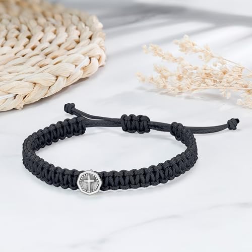 JENDEAR SHINE Cross Bracelet for Men, Adjustable Hand Woven Rope Bracelet, Cross Symbol Cool Bracelet for Men2