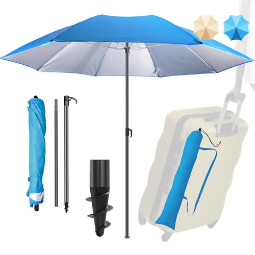 4smile Beach Umbrella UV 50+ Sun Protection 1.6m – Foldable Beach Parasol for Sand –Sun Umbrella for Garden with Cover – Travel Parasol for Pool, Patio and Outdoor– Blue 4smile Beach Umbrella UV 50+ Sun Protection 1.6m – Foldable Beach Parasol for Sand –Sun Umbrella for Garden with Cover – Travel Parasol for Pool, Patio and Outdoor– Blue