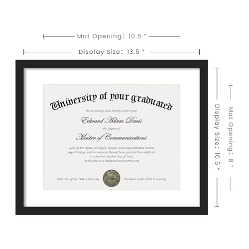 Image of upsimples Diploma Frame with 8.5x11, 11x14 Degree frames, Black 2 Pack | Showcases Diploma, Certificate and Document, Wall or Tabletop Decor for Dorm or Office, Graduation Gift