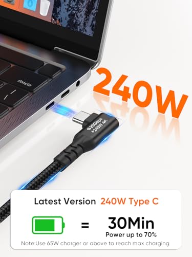 Image of USB 3.2Gen 2x2 Angle USBC to C for MacBook, iPhone 17,iPad, SSD, Dock,1.0ft