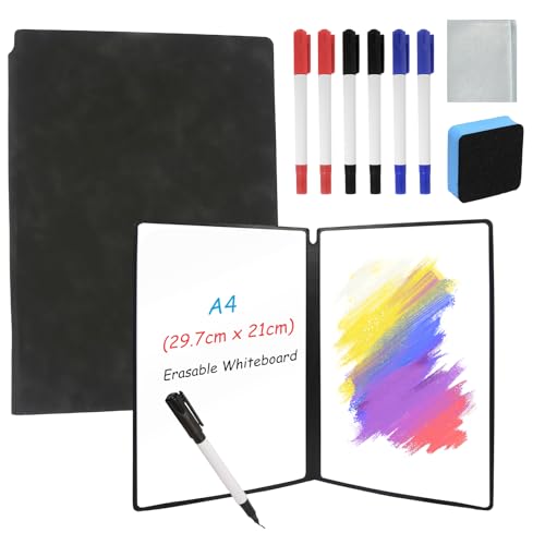 Pizarra blanca portátil, tamaño A4, reutilizable, minipizarra, pequeña, con bolígrafo, goma de borrar y bolsa de malla para oficina, escuela, hogar, escritorio