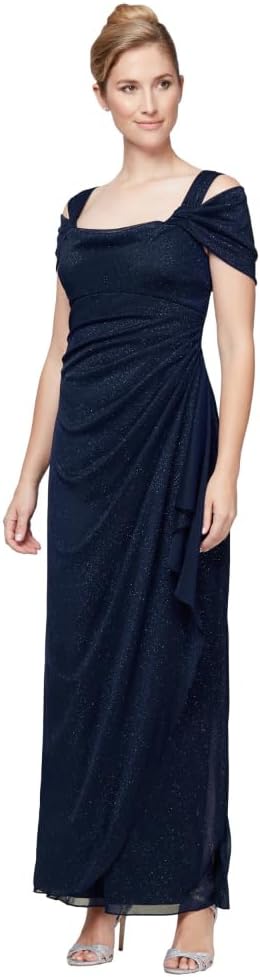 Alex Evenings Women's Long Cold Shoulder Dress, Mother of The Bride