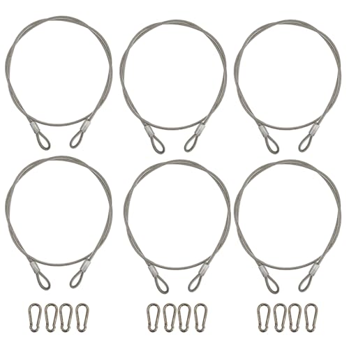 GOODGOODS 吊下げフック付き ワイヤー 耐震ストッパー 6個セット 地震対策 耐荷重50kg 直径2mm 長1m セキュリティワイヤー 地震対策 転倒防止 JD-004K…