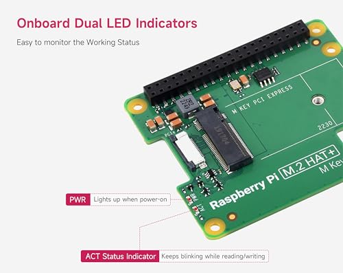 Image of Official Pi PCIe to M.2 HAT for Raspberry Pi 5, HAT + Standard, Supports NVMe Protocol M.2 Solid State Drive 2230 /2242 High-Speed Reading /Writing