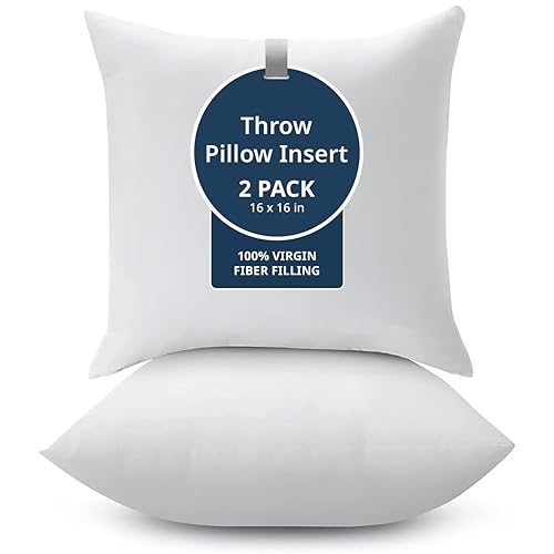LANE LINEN Throw Pillow Insert - Pack of 2 16x16 Pillow Inserts for Decorative Pillow Covers Throw Pillows Insert for Couch - White
