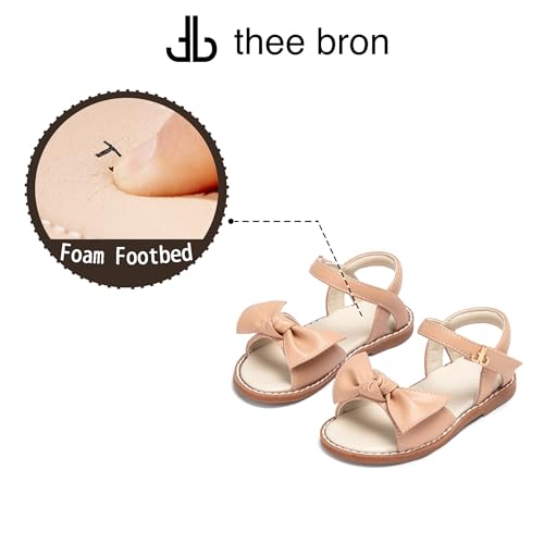 Image of THEE BRON Toddler Girls Sandals Wedding Flower Girl Dress Shoes Open Toe Flats