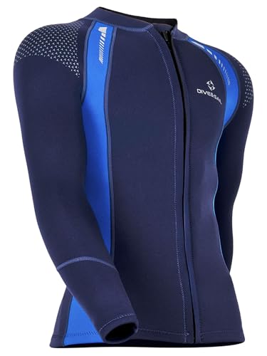 Adult Male 2mm Neoprene Swim Shirts Long Sleeve Zip Up UPF 50+ Rashguard Coat for Water Sports2