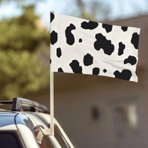 Cow Print Pattern Car Flag Outdoor Window Clip 12 X 18 Inch Double Side Car Decoration