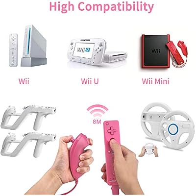 Motion Plus Wii Controllers 2Packs with Nunchucks, Wii Remote Controllers Compatible for wii and Wii U with Built in Motion Plus