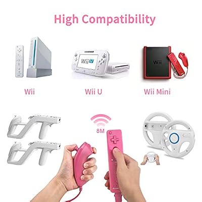 Motion Plus Wii Controllers 2Packs with Nunchucks, Wii Remote Controllers Compatible for wii and Wii U with Built in Motion Plus