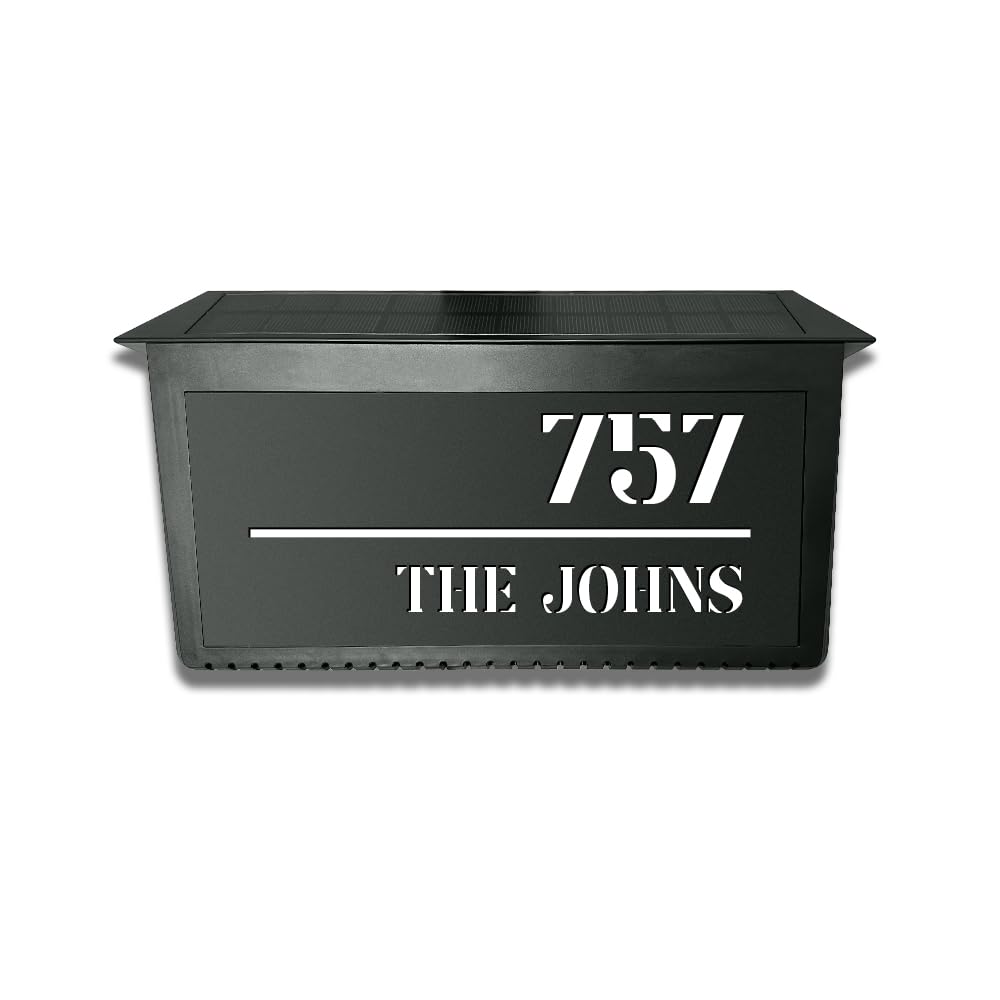 Macchiole Personalized Solar House Numbers Sign Custom Solar Address Sign for Outside Solar Modern Door Plaque