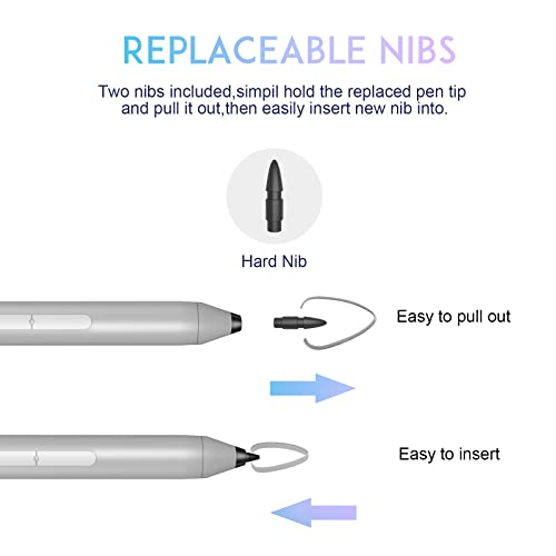 Image of Microsoft Surface Pen - Compatible with Pro 11 /9 /8 /X /10 /7+ /7 /6 /5 /4 /3, Go 4 /3 /2 /1, Laptop /Studio /Book 5 /4 /3 /2 /1, Palm Rejection, 1024 Pressure Sensitivity, 100 Days Working | Digital Pen for Surface, Surface Laptop /Book /Go /Studio, Kobo, 1024 Pressure, Precise Drawing & Note-Taking, Two Side Buttons