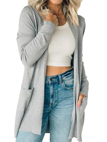 Image of Spicy Sandia Women's Basic Open Front Long Cardigan Sweaters with Pockets