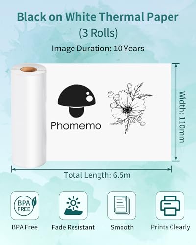 Papier inscriptible Phomemo 110mm pour rouleau thermique M832