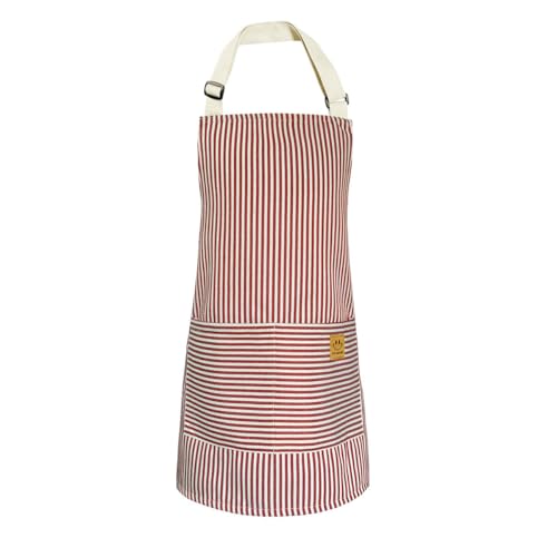 cactusgirl 1 Pack Kids Apron Toddler Apron For Adjustable Cotton Striped Kid Cooking Aprons For Kids Aprons (red)
