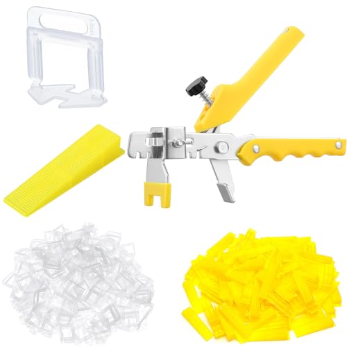 Ckhoid Tile Leveling System 1/8 Inch with Tile Pliers, 600 Tile Leveler Spacers Clips and 100 Reusable Wedges for Wall/Floor Tiles Adjustment, Tiling Installation Locator Tiles Leveler Tool Set