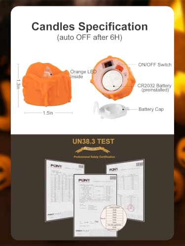 Image of 12 Pcs Orange Melting Timer Tea Light Candles Battery Operated