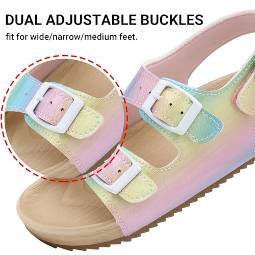 Girls Boys Sandal Adjustable Double Buckle Casual Flat Open Toe Lightweight Summer Shoes Hook Loop Sandal for Toddler Little Big Kid2