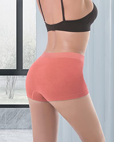 Women's Boyshort Underwear Full Coverage Seamless Panties Soft Stretch Boxer Briefs 5 Packs