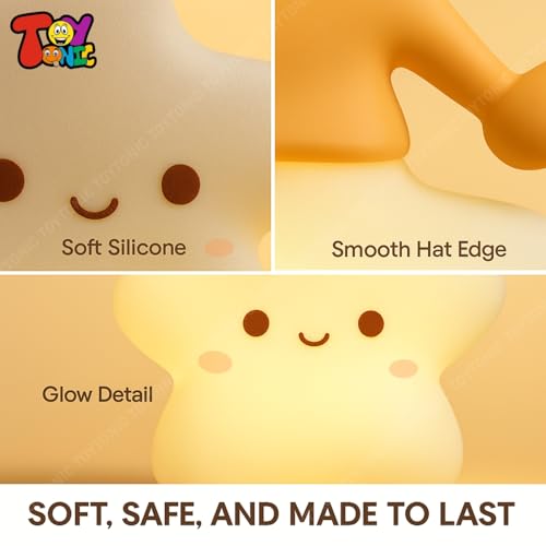 Image of TOYTONIC Silicone Star Night Lamp | USB Rechargeable 7-Color LED with Touch Control | Dimmable Bedside Nightlight for Kids Bedroom, Baby Nursery, Room Decor & Diwali Gift