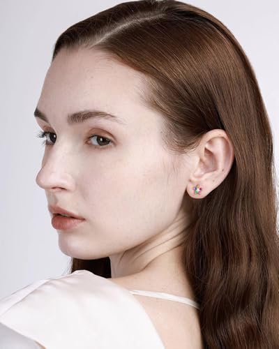 Flower Cartilage Stud Tiny Earring for Women Girls Colorful Crystal Mini Dainty Ladies Flowers Studs Wedding Cute Unique Earrings Gold Plated Tragus Post Pin Hypoallergenic Piercing Jewelry Gifts2