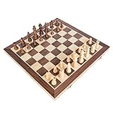  Schachspiel aus Holz handgefertigt, Hochwertiges Schachbrett aus Echtholz, Wooden Chess Set klappbar 30x30/40x40 mit Aufbewahrungsbox, Chess Board Set mit Schachfiguren groß für Kinder Erwachsene