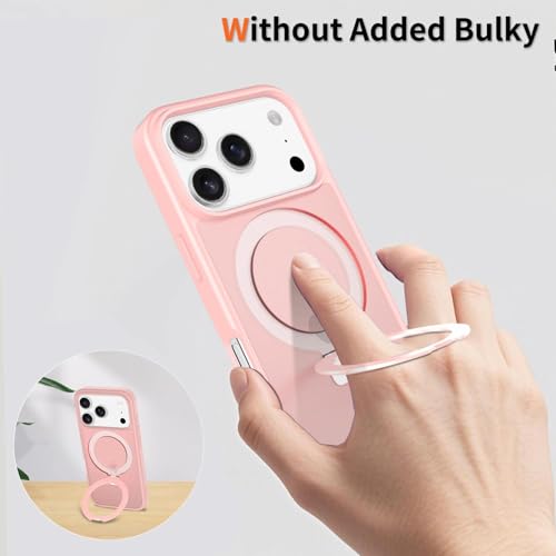 Image of Magnetic for iPhone 17 Pro Case, 6.3 inch, Compatible with MagSafe, Rugged Kickstand, Not-Yellowing Military-Grade Protection, Matte Pink