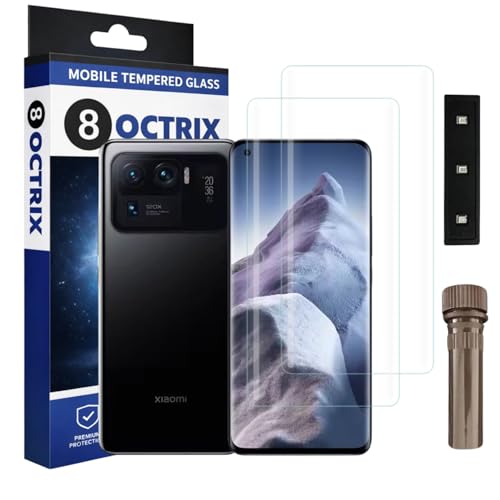 Image of Curved UV Tempered Glass Screen Protector for MI 11 Ultra /Mi 11 / Mi 11 Pro | Transparent | Pack of 2 | Full Screen Coverage with UV Installation Kit