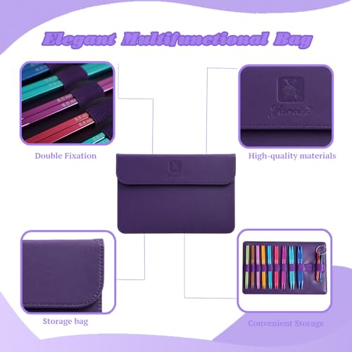 Image of Yarniss 9 Pairs Square Circular Knitting Needles Set US 2.5~11, Interchangeable Knitting Needles Set,4.5 inch Aluminum Cubic Tips with 4 Flexible Cables&Storage Case